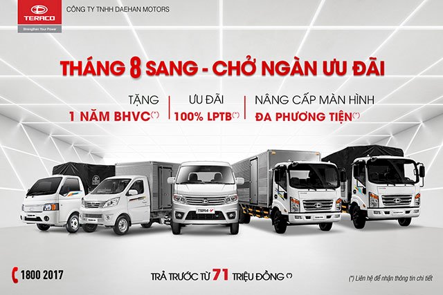 GIA HẠN ƯU ĐÃI – RƯỚC NGAY XE TẢI TERACO NGAY TRONG THÁNG 8