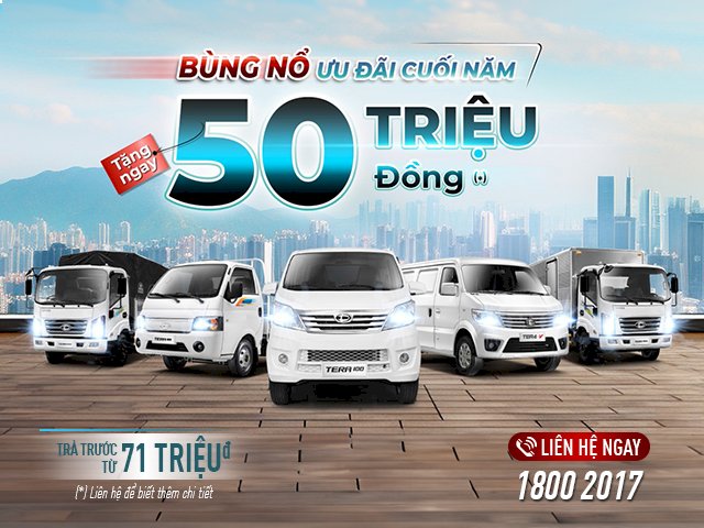 DAEHAN MOTORS BÙNG NỔ ƯU ĐÃI CUỐI NĂM CHO KHÁCH HÀNG MUA XE TERACO